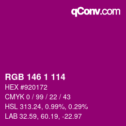 Color code: RGB 146 1 114 | qconv.com