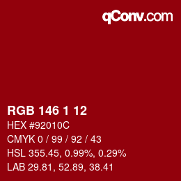 Color code: RGB 146 1 12 | qconv.com