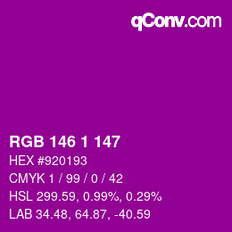 颜色代码: RGB 146 1 147 | qconv.com