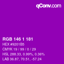 Color code: RGB 146 1 181 | qconv.com