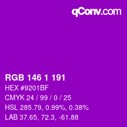 カラーコード: RGB 146 1 191 | qconv.com