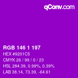 Color code: RGB 146 1 197 | qconv.com