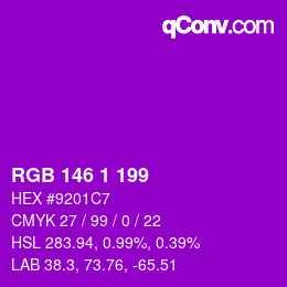 カラーコード: RGB 146 1 199 | qconv.com
