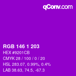 Color code: RGB 146 1 203 | qconv.com