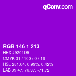 Color code: RGB 146 1 213 | qconv.com
