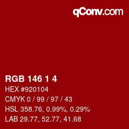 Color code: RGB 146 1 4 | qconv.com