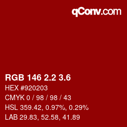 カラーコード: RGB 146 2.2 3.6 | qconv.com