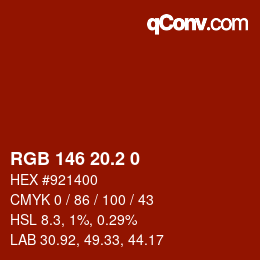 カラーコード: RGB 146 20.2 0 | qconv.com