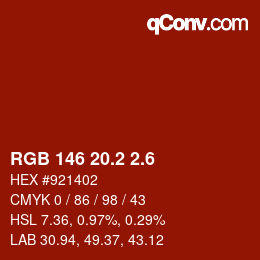 カラーコード: RGB 146 20.2 2.6 | qconv.com