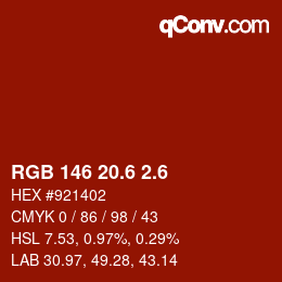 カラーコード: RGB 146 20.6 2.6 | qconv.com