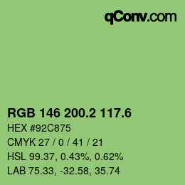 カラーコード: RGB 146 200.2 117.6 | qconv.com