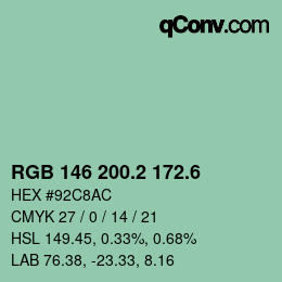 カラーコード: RGB 146 200.2 172.6 | qconv.com