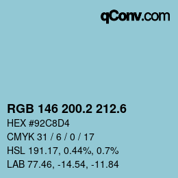 カラーコード: RGB 146 200.2 212.6 | qconv.com