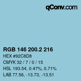 カラーコード: RGB 146 200.2 216 | qconv.com