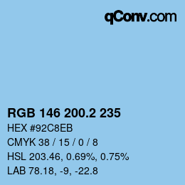 カラーコード: RGB 146 200.2 235 | qconv.com