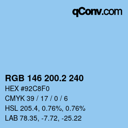 カラーコード: RGB 146 200.2 240 | qconv.com