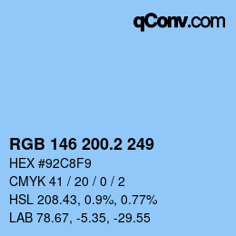 Color code: RGB 146 200.2 249 | qconv.com
