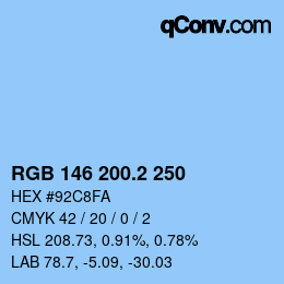 Color code: RGB 146 200.2 250 | qconv.com