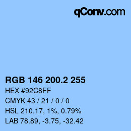 Color code: RGB 146 200.2 255 | qconv.com