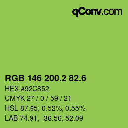 カラーコード: RGB 146 200.2 82.6 | qconv.com