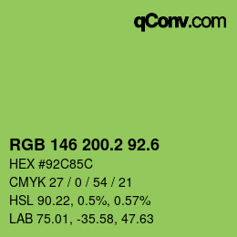 カラーコード: RGB 146 200.2 92.6 | qconv.com