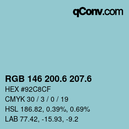 カラーコード: RGB 146 200.6 207.6 | qconv.com