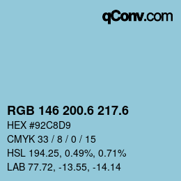 カラーコード: RGB 146 200.6 217.6 | qconv.com