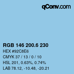 カラーコード: RGB 146 200.6 230 | qconv.com