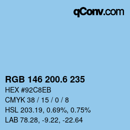 カラーコード: RGB 146 200.6 235 | qconv.com