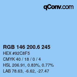 カラーコード: RGB 146 200.6 245 | qconv.com