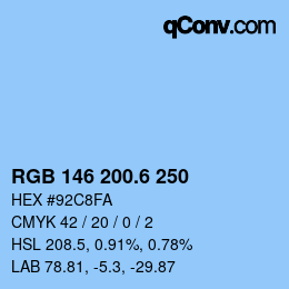 カラーコード: RGB 146 200.6 250 | qconv.com