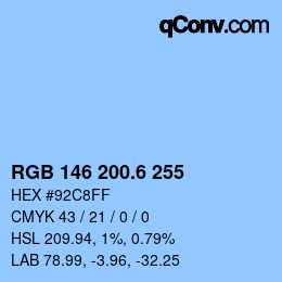カラーコード: RGB 146 200.6 255 | qconv.com