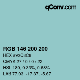 Farbcode: RGB 146 200 200 | qconv.com