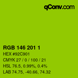 Color code: RGB 146 201 1 | qconv.com