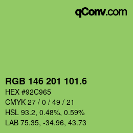 カラーコード: RGB 146 201 101.6 | qconv.com