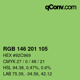 Color code: RGB 146 201 105 | qconv.com