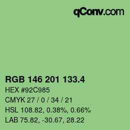 カラーコード: RGB 146 201 133.4 | qconv.com