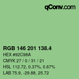 カラーコード: RGB 146 201 138.4 | qconv.com