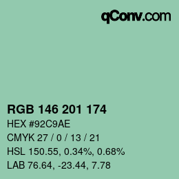 Color code: RGB 146 201 174 | qconv.com