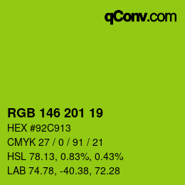 Color code: RGB 146 201 19 | qconv.com