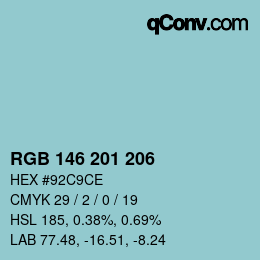Color code: RGB 146 201 206 | qconv.com