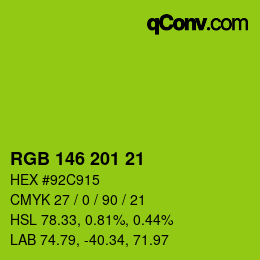 Color code: RGB 146 201 21 | qconv.com