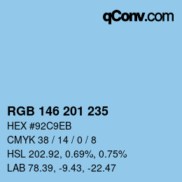 Color code: RGB 146 201 235 | qconv.com