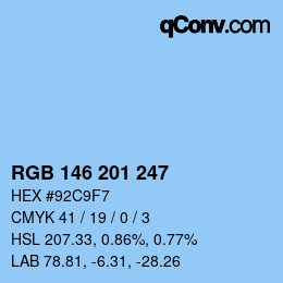 Color code: RGB 146 201 247 | qconv.com
