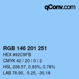 カラーコード: RGB 146 201 251 | qconv.com