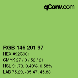 Color code: RGB 146 201 97 | qconv.com