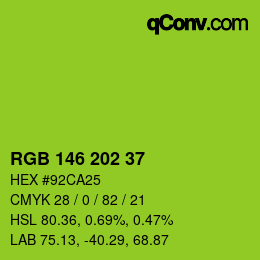 Color code: RGB 146 202 37 | qconv.com