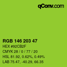 Color code: RGB 146 203 47 | qconv.com