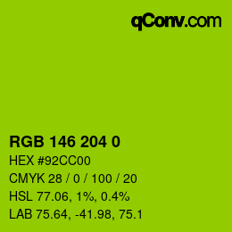 Color code: RGB 146 204 0 | qconv.com