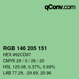 Color code: RGB 146 205 151 | qconv.com